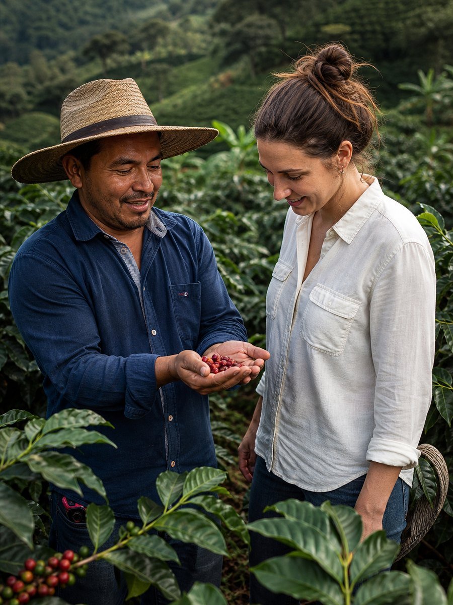 Encuentro en origen entre productor y comprador de café salvadoreño