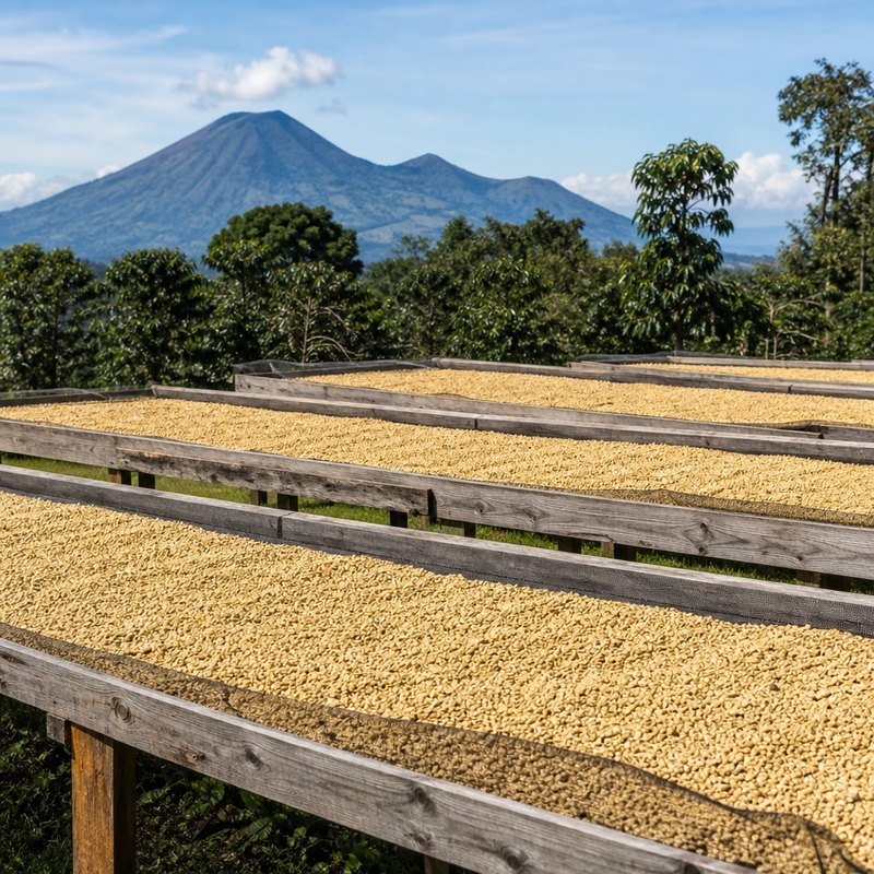 Secado de café en camas africanas